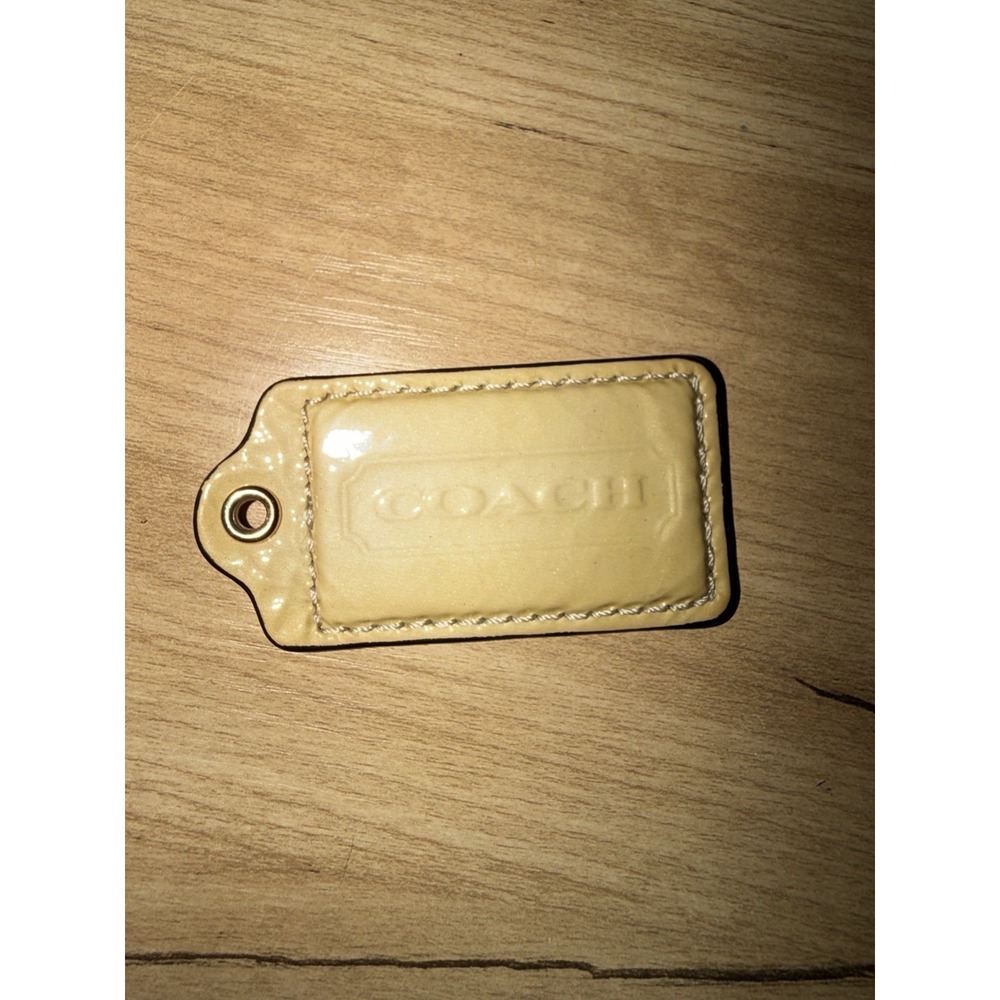 Coach Patent Leather Embossed Hang Tag Butter Yellow Beige